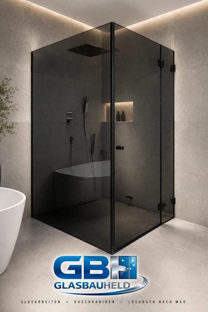 Moderne Echtglas-Duschkabine im barrierefreien Badezimmer